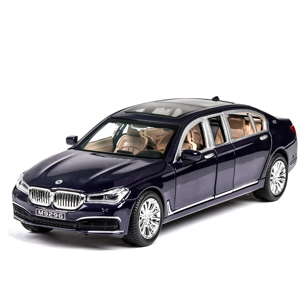 

Diecast 1/24 Extend 760LI Model Simulation Metal Car Alloy Cars Lights Sound Vehicles Pull Back Toys Gifts For Kids Children