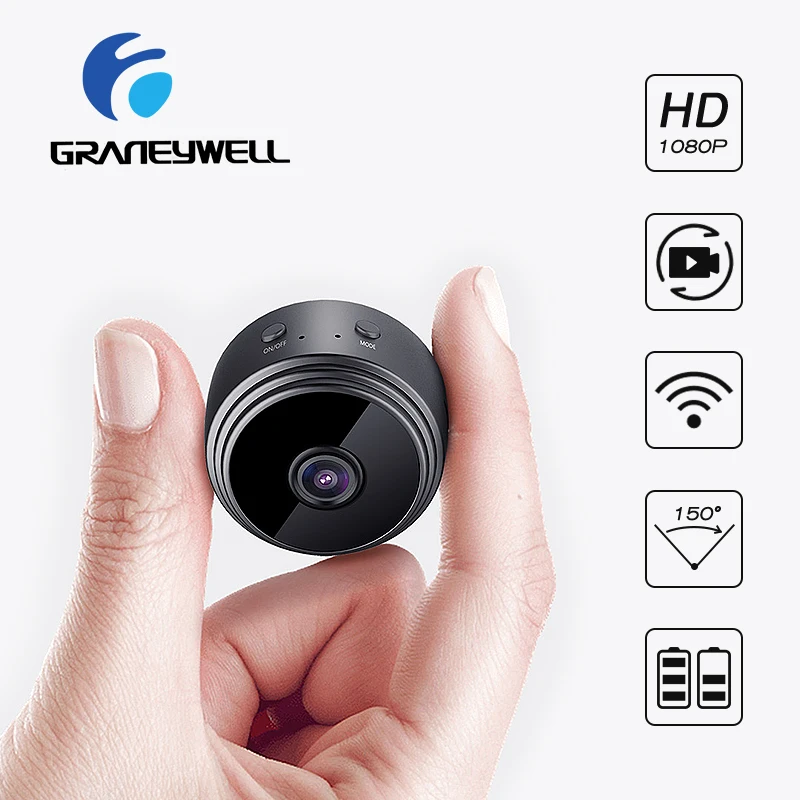 Graneywell Мини Wifi камера 1080P IP камера домашняя камера безопасности Встроенный аккумулятор ИК ночного видения видео наблюдения