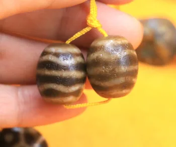 

Magic Power A pair of Energy Tibetan Old Oily Agate Water Wave Be Rich Soon Totem Daluo dZi bead Amulet Talisman LKbrother