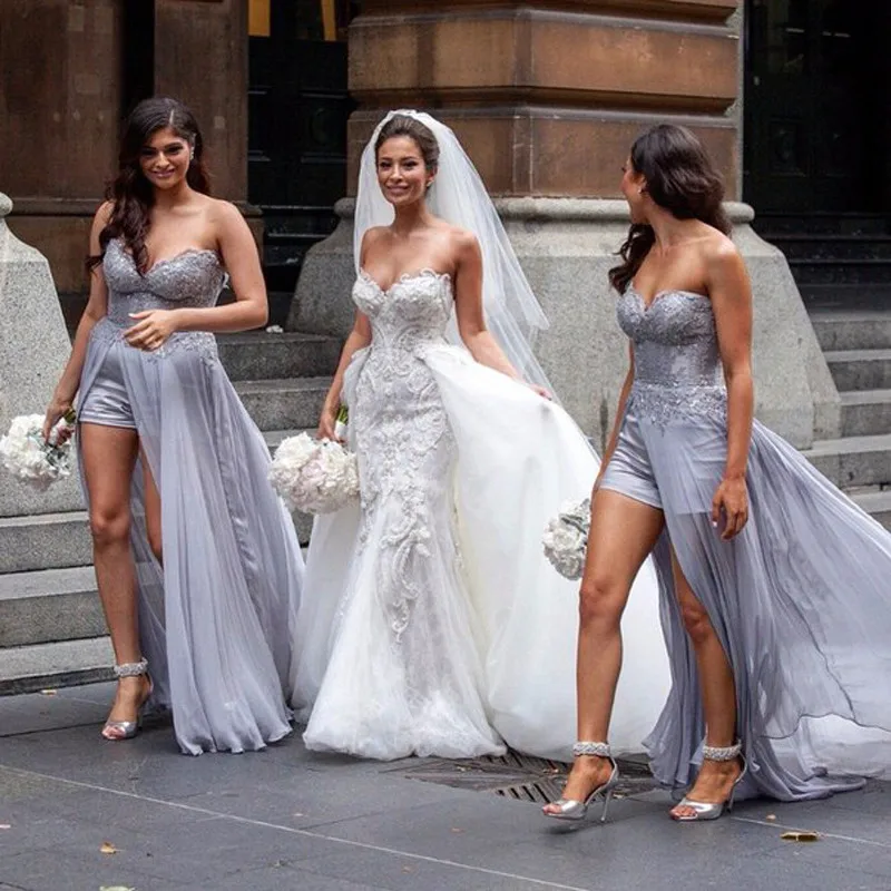 wedding romper with detachable train