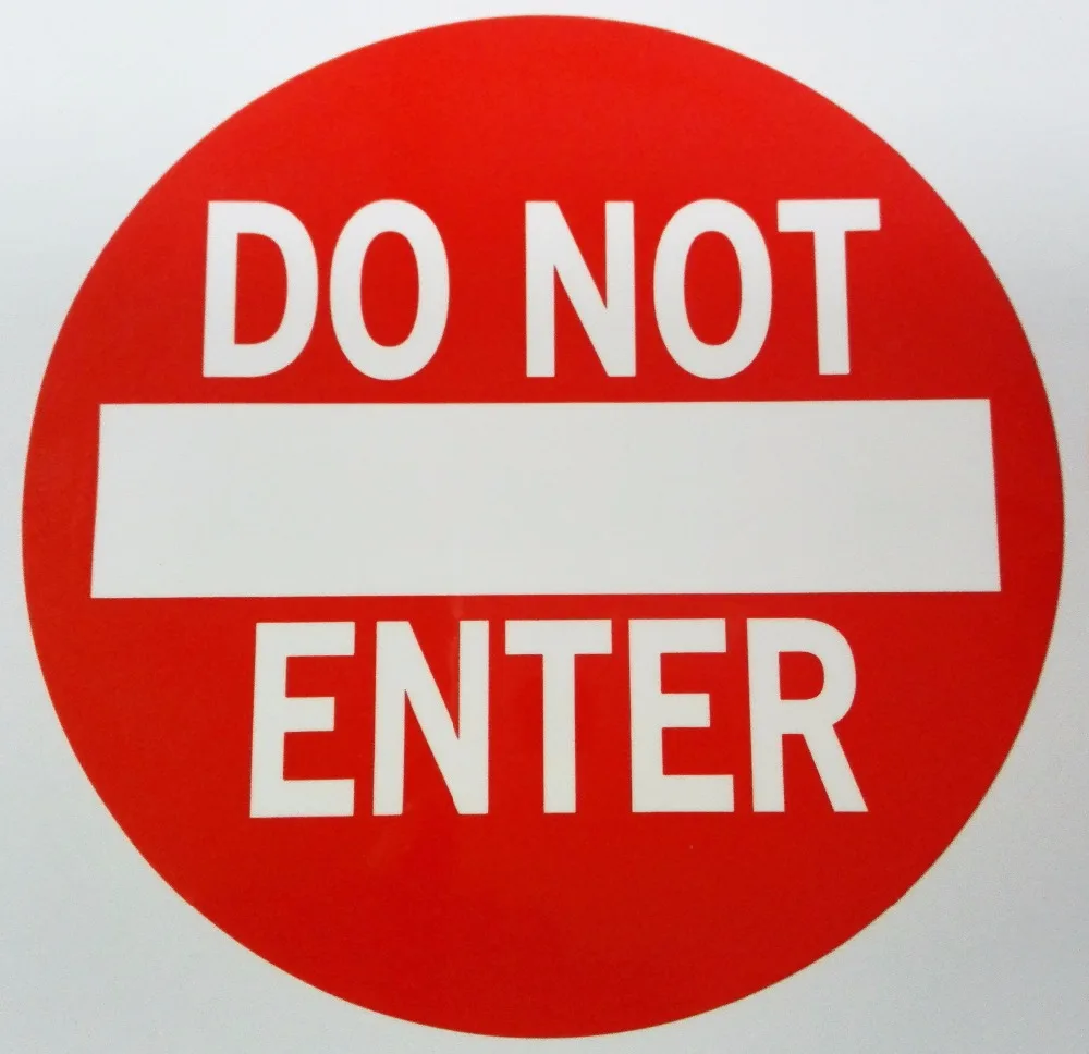 

100pcs/lot 9cm DO NOT ENTER warning label sticker, durable waterproof white PVC material, Item No.DN37