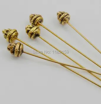 

100pcs Tibetan Gold Big Head Pins Needles For Jewelry Making DIY 55x5.5mm
