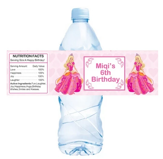 10 X Personalized Barbie Water Bottle Label Wedding Decoration Supplies