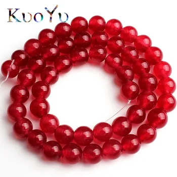 

AA Natural Stone Dark Red Ice Chalcedony Jades Beads High Quanlity Round Loose Bead For Making Jewelry 15''Strand 6/8/10/12mm