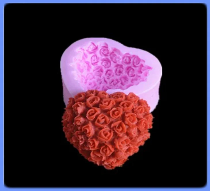 DIY Rose heart chocolate soap silicone mold DIY cake silica gel mold