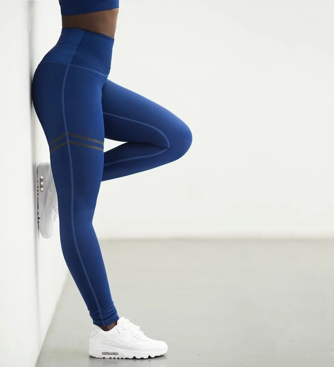 Летние женские спортивные Леггинсы для бега, йоги, тренировок, тренажерного зала, фитнеса, брюки, спортивный костюм, леггинсы для бега, спортзала, резинки, брюки - Цвет: Синий