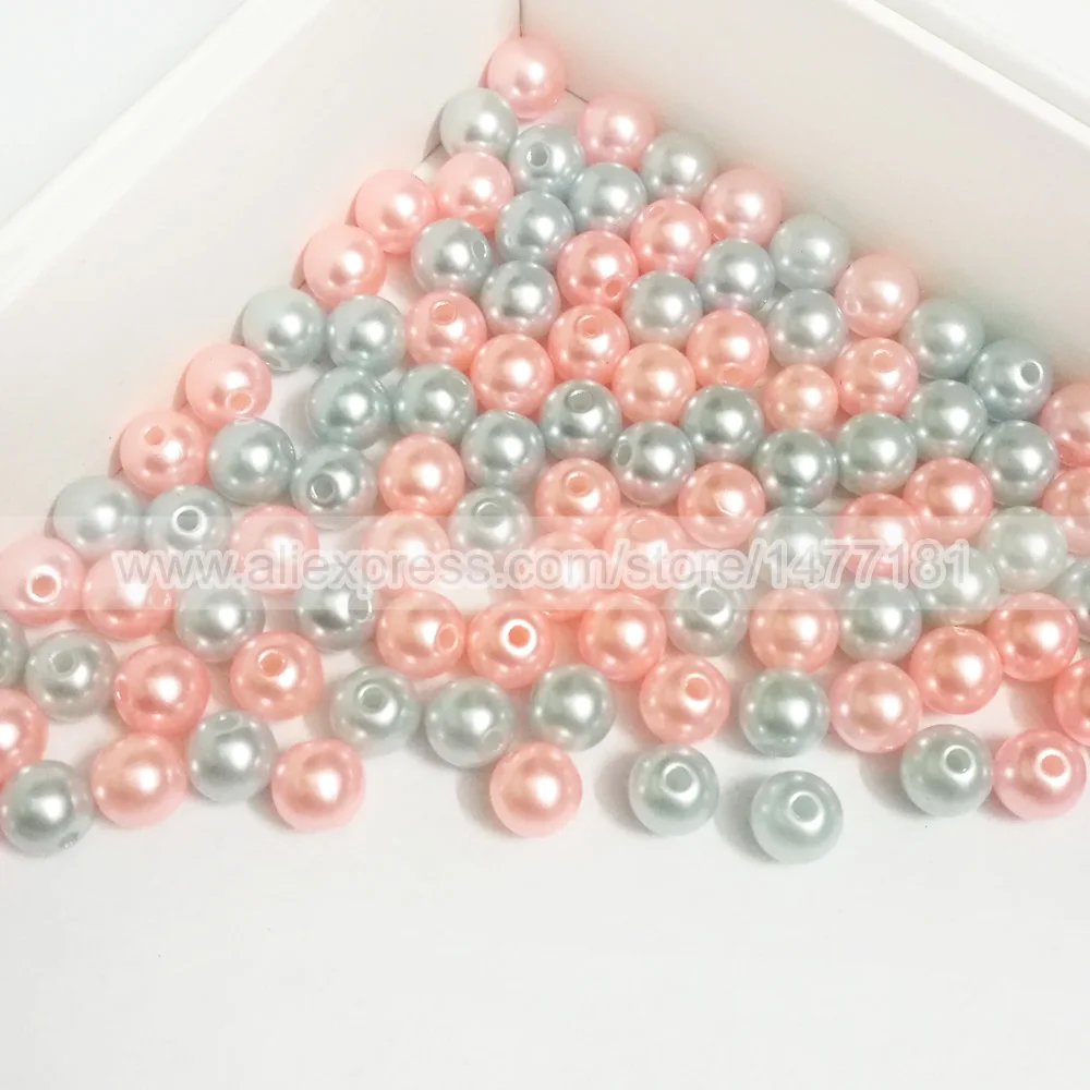 8mm Full Round Pearls with Hole Z17 PINK Z12 Light Blue
