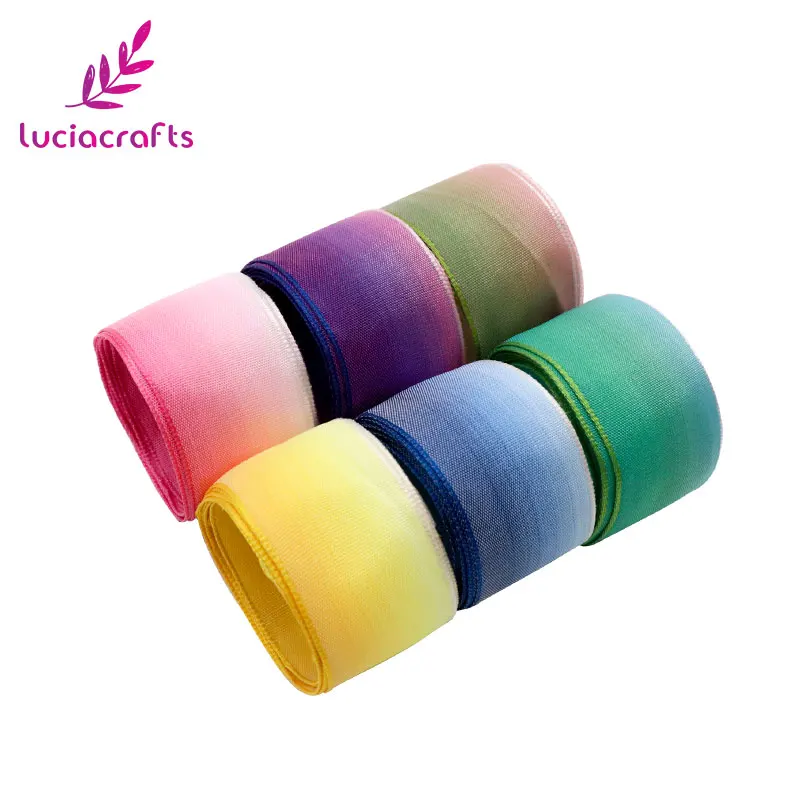 

23mm 3yards/6yards Multi Colors Gradient color Christmas Satin Ribbon for Bows Handcrafts DIY Sewing Accessories P0706