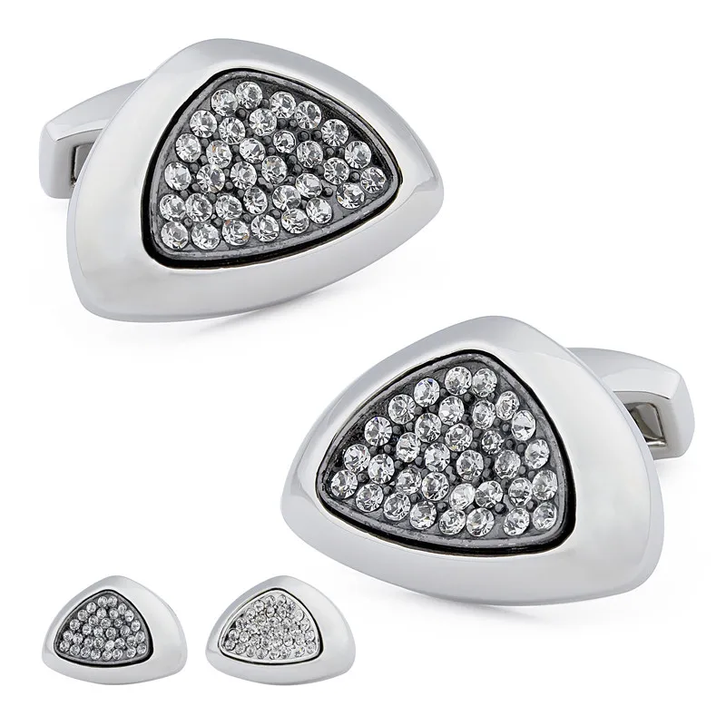 

1 Pair Retail Triangle Crystal Cufflinks For Men Best Gift Wedding Accessories Shirt Cuff Jewelry
