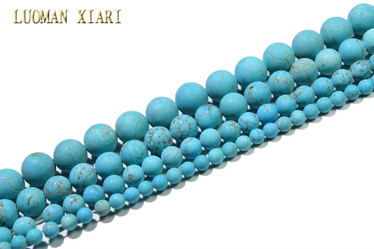 Натуральный тусклый лак голубой бирюзовый Матовый круглый камень бусины для самостоятельного изготовления ювелирных изделий браслет материал ожерелья 4-10 мм