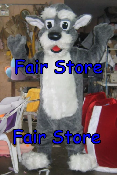 

Plush Schnauzer Dog Mascot Costume Adult Size PUPPY DOG Animal Mascotte Outfit Christmas Halloween Party Fancy Dress Suit