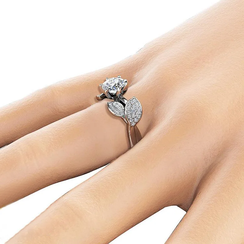 Fashion Elegant Original 925 Sterling Silver Rings for Women Dazzling Flower Ring 1 Carat Zircon ANNIVERSARY SALE Bijoux