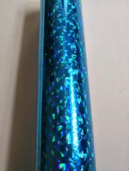 Голографическая фольга Цвет: озерно-синий узор сломанной стекло горячего тиснения на бумага или пластик 64 см x 120 м