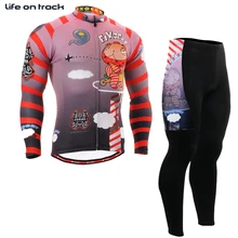Длинный рукав велосипед Велоспорт облака персонаж печати постельное белье с полосками мужское трико горы топы для велосипедистов и нижней Strava Джерси