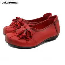 Женская обувь ручной работы на плоской подошве из воловьей кожи с цветами; удобная повседневная обувь из натуральной кожи; женские оксфорды