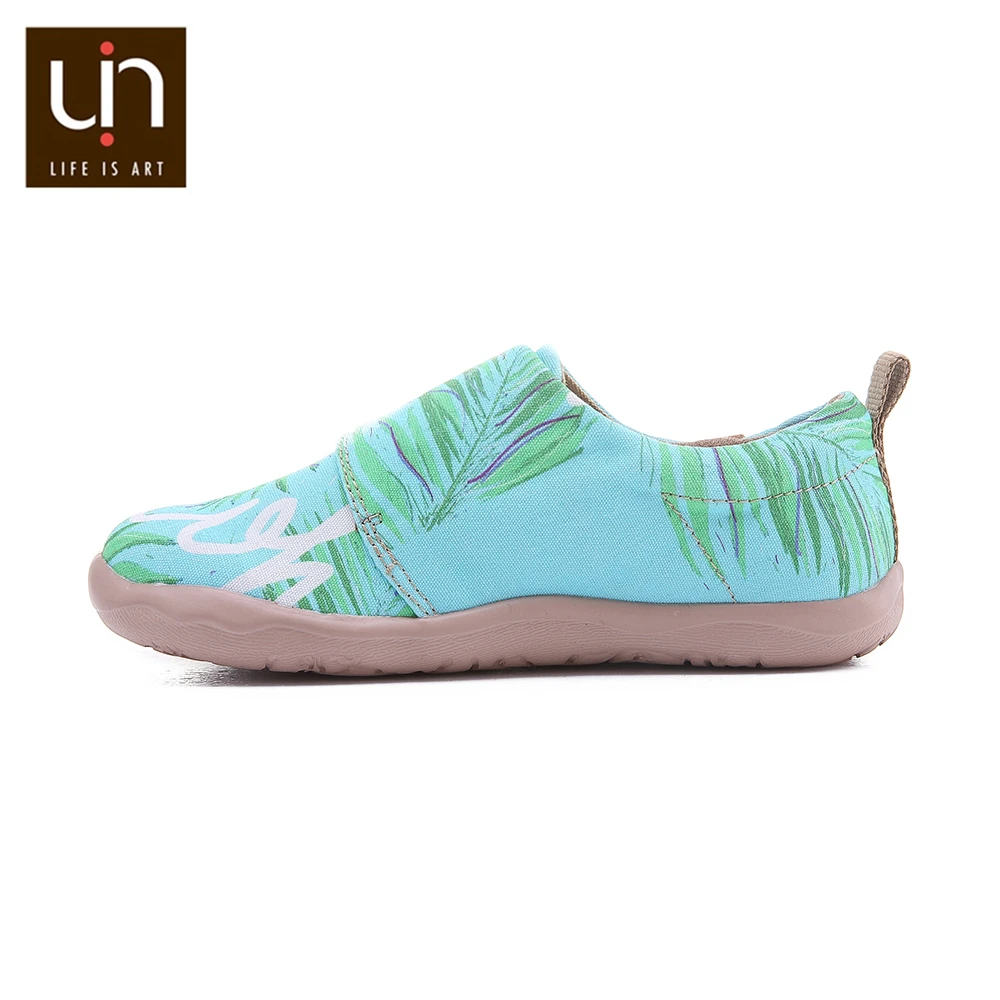 UIN Sea Breeze/дизайнерская повседневная обувь с рисунком для больших детей; парусиновая обувь на плоской подошве на липучке для мальчиков и девочек; удобная детская Уличная обувь