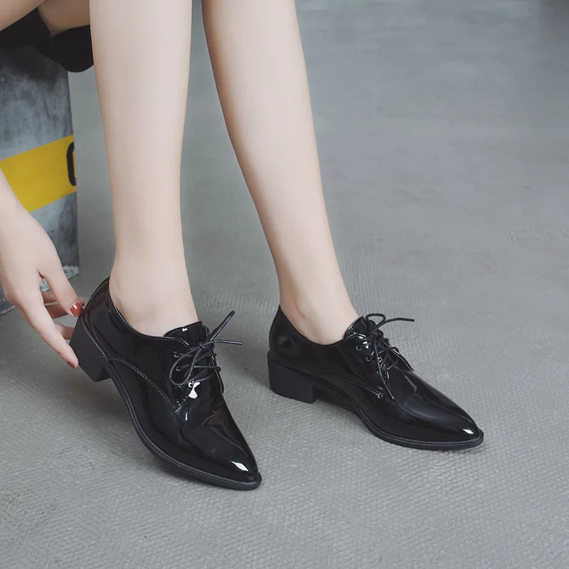 Women Pointed Toe Dress Shoes Female College Style Black Shoes Lady ...