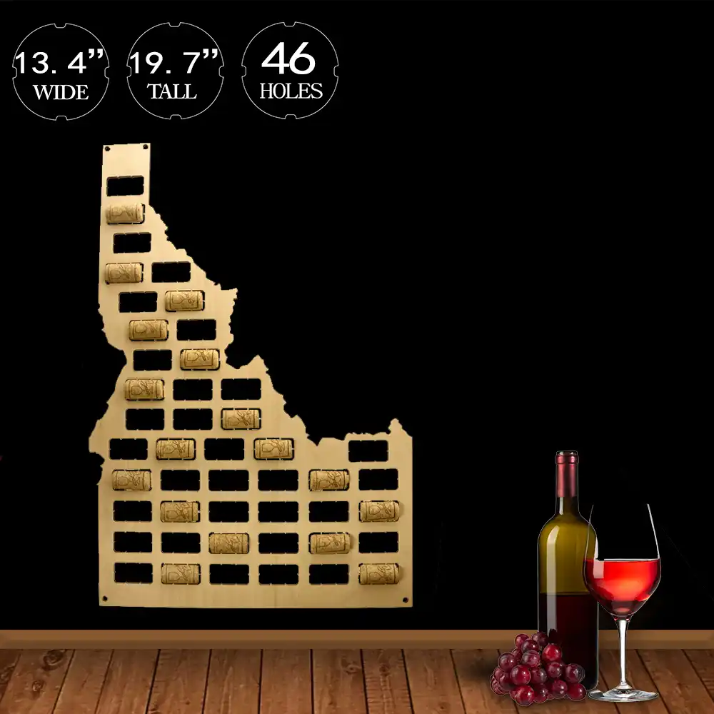 Idaho State Vino Corcho Mapa De Madera De Visualizacion De La
