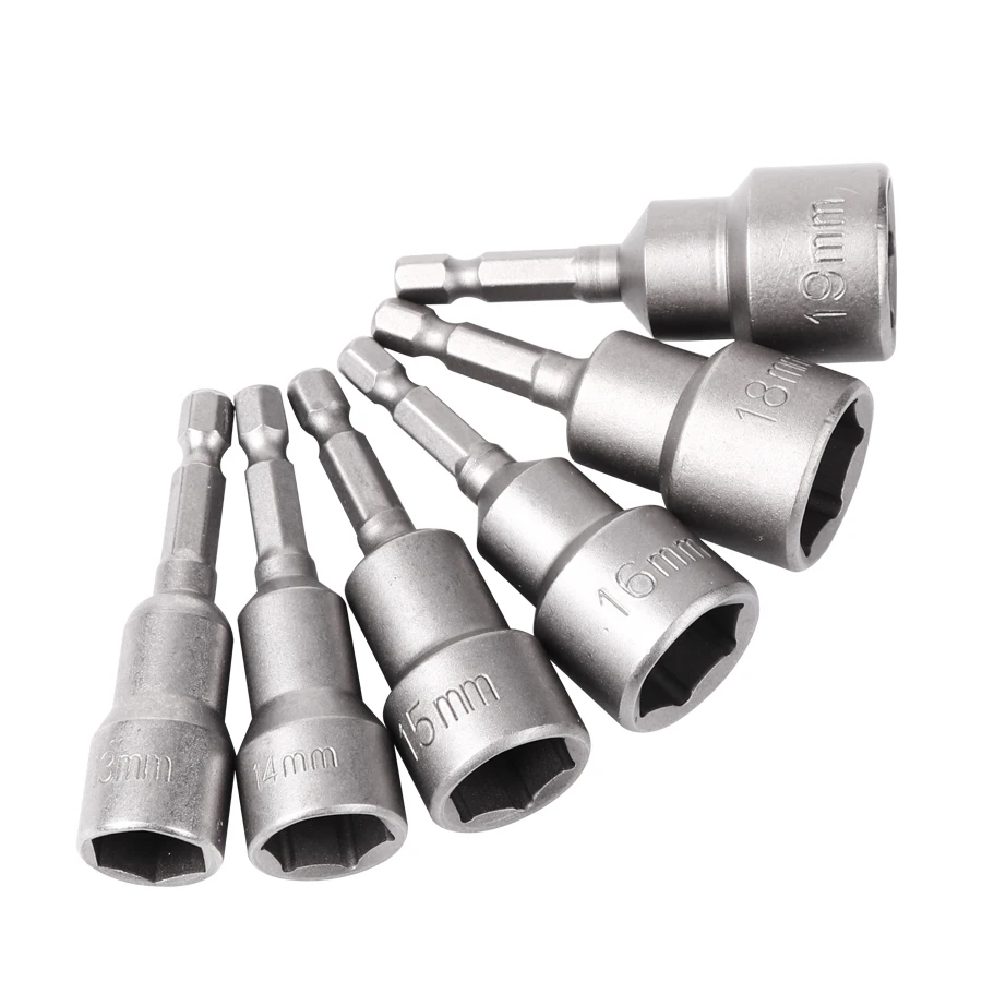 

1pcs 6mm~19mm Metric Socket 1/4" Hex Shank Impact Drill Bit Adapter For Power Tools Professional Magnetic Nut Driver Set