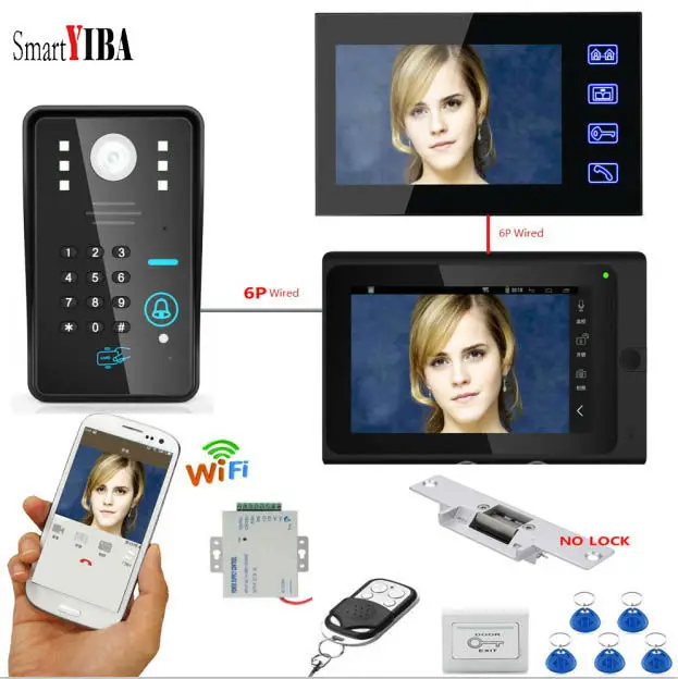 SmartYIBA " Wi Fi Экран Устройство чтения RFID ИК камера видеопереговорное устройство системы+ NC электронный замок входной двери доступа наборы