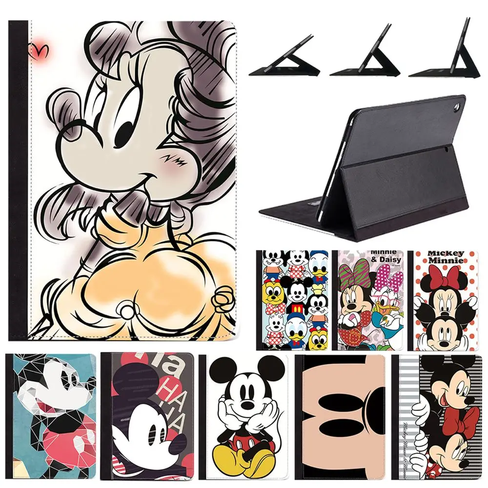 

For iPad Air 1 2 9.7" 5th 2017 6th 2018 Generation Cartoon Mickey Mouse Minnie Mouse Couple Cute PU Leather Case Stand Cover New