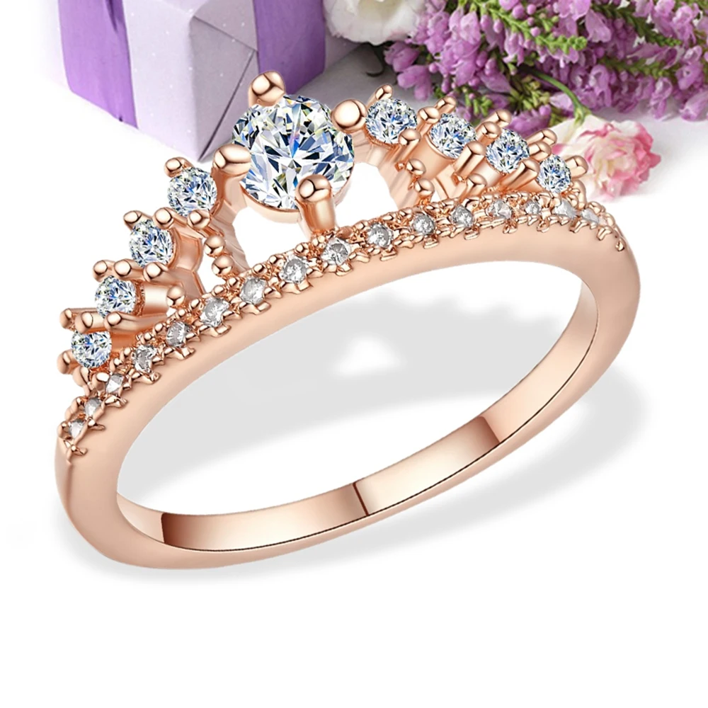 Crown Rings For Women Fashion Crystal Ring Female Party Wedding