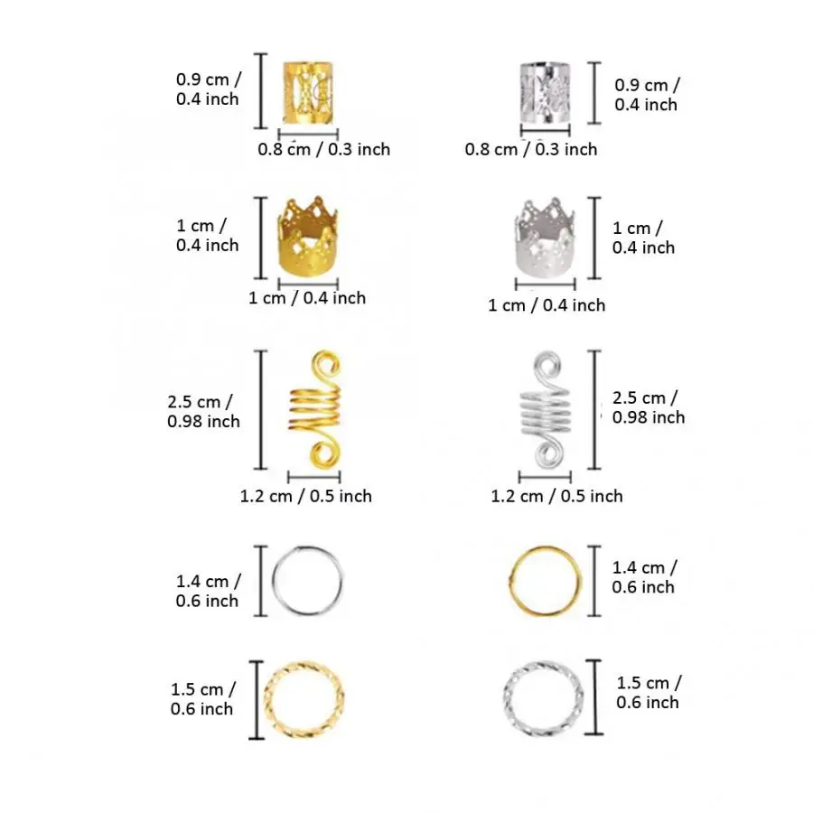110 шт., кольца для косичек, дредлок, трехслойные заколки для волос, петли для женщин, девушек, очаровательные и элегантные украшения