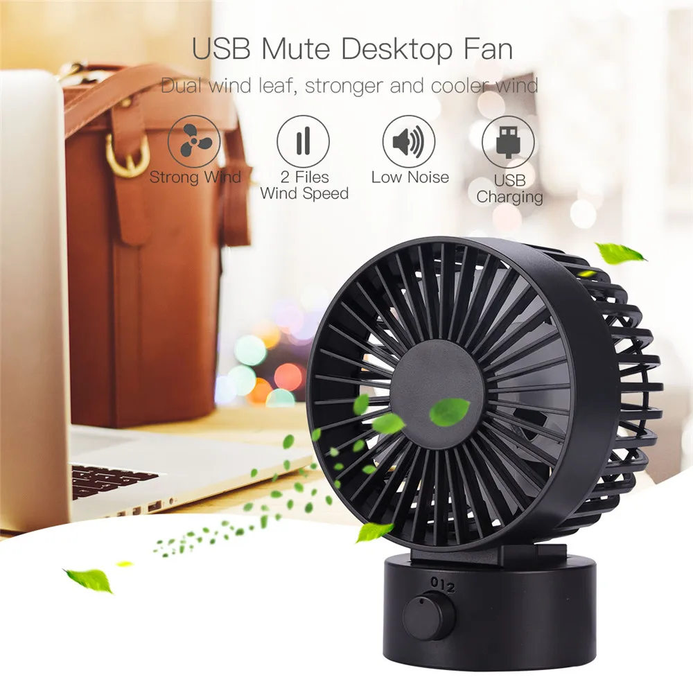 Portable Rechargeable Fan Mini Desk USB Fan Air Cooler 2 Files Wind Speed Adjustable Office Fan Portable Summer Mini Fans 