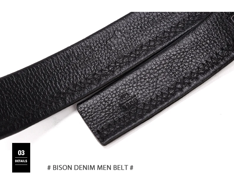 Бренд BISON DENIM, мужской ремень из натуральной кожи, мужские ремни с автоматической пряжкой, повседневный ремень для деловых мужчин, ремень 3,4, ширина N71283