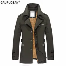 Мужская куртка из чистого хлопка качественная зимняя мужская длинная флисовая Толстая теплая зеленая хаки темно-синий однобортный черный тонкий мужской Тренч