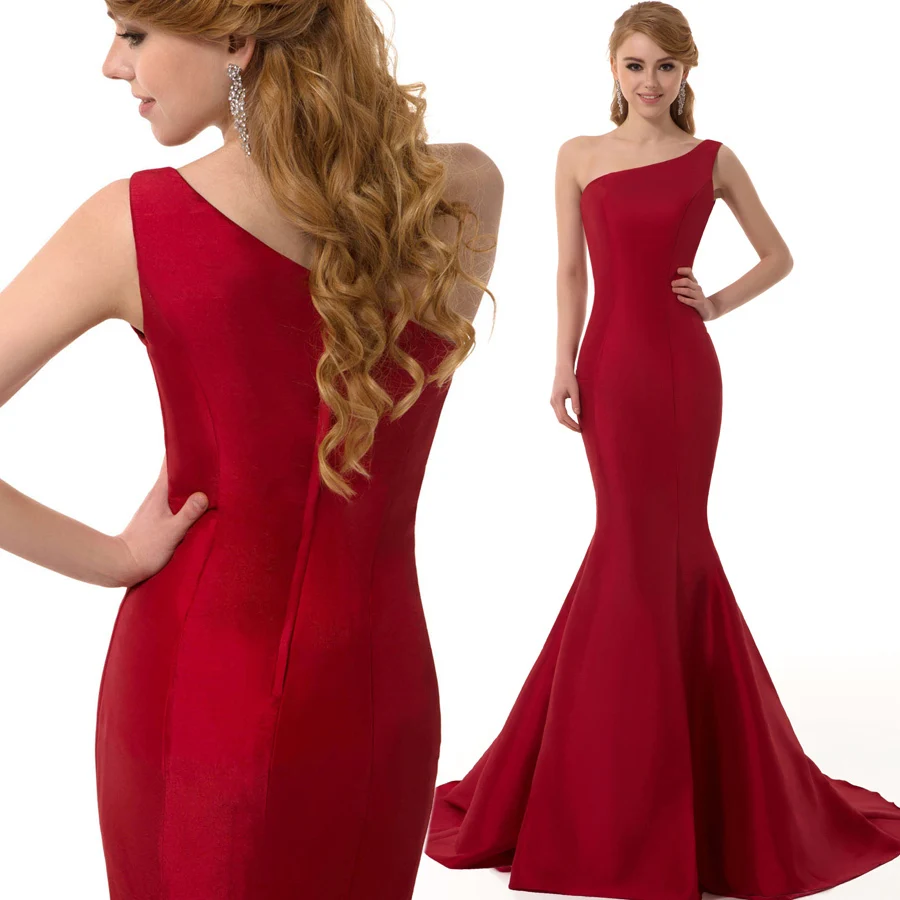 Susan Choice Brief Elegant Burgundy Mermaid One Shoulder Evening Dress