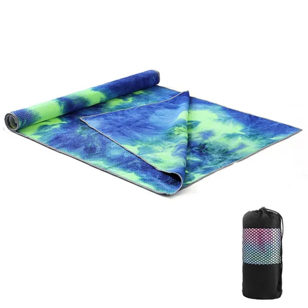 183x63cm Non-Slip Yoga Towel Soft Travel Sport Fitness Exercise Yoga Pilates Mat Tie-dye Printed Blanket Yoga Mat - Color: Gray