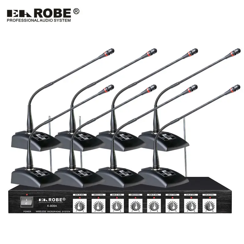EAROBE K-808A 8 Channel Wireless Conference Microphone System For Meeting Noise Canceling Desktop Standing Microphone EAROBE K-808A 8 Channel Wireless Conference Microphone System For Meeting Noise Canceling Desktop Standing Microphone