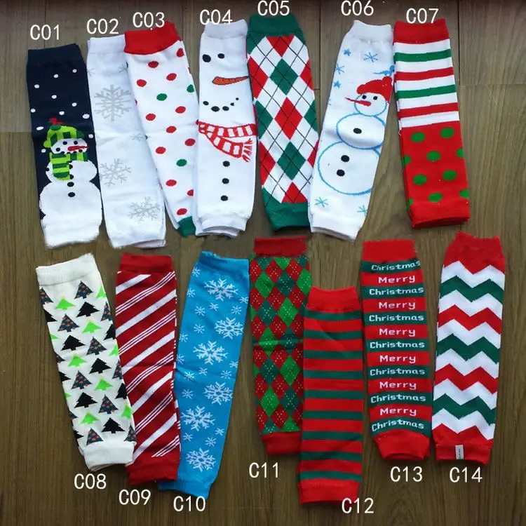 Santa Claus Christmas Leg Warmers Argyle Stripe Snowflakes for Winter