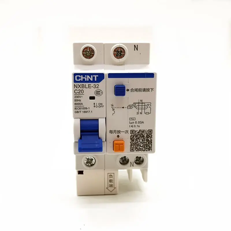 

New CHINT Residual Current Operated Circuit Breaker NXBLE-32 1P+N C10A 16A 20A 25A 32A RCBO DZ47LE-32 1P+N Circuit Breaker