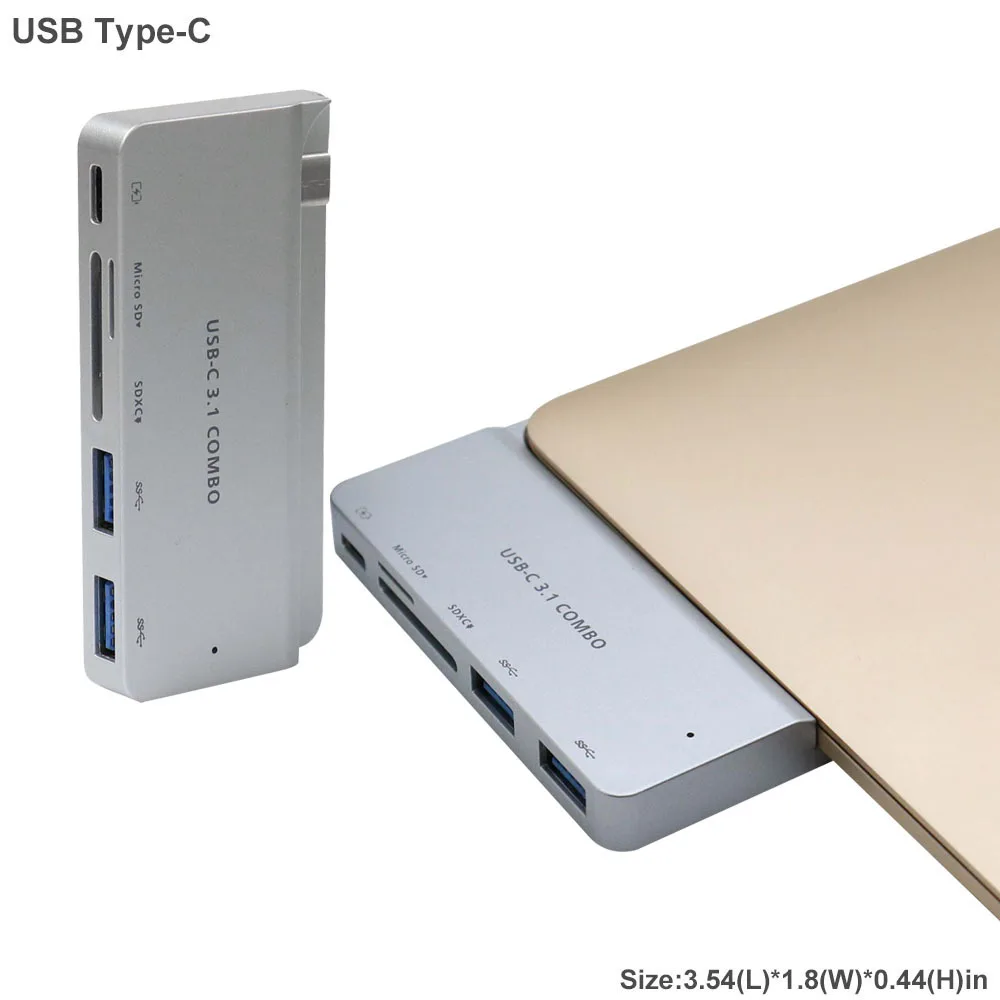 

For MacBook 12 inch High speed Type C to 2*USB-C 3.1 +SD/TF Card Reader +Charger 5 in 1 HUB