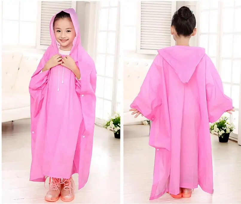 4.Children Poncho Rain Waterproof student Boys girls long Raincoat Transparent Kids Rain Coat Cover Kids Rainwear Camping
