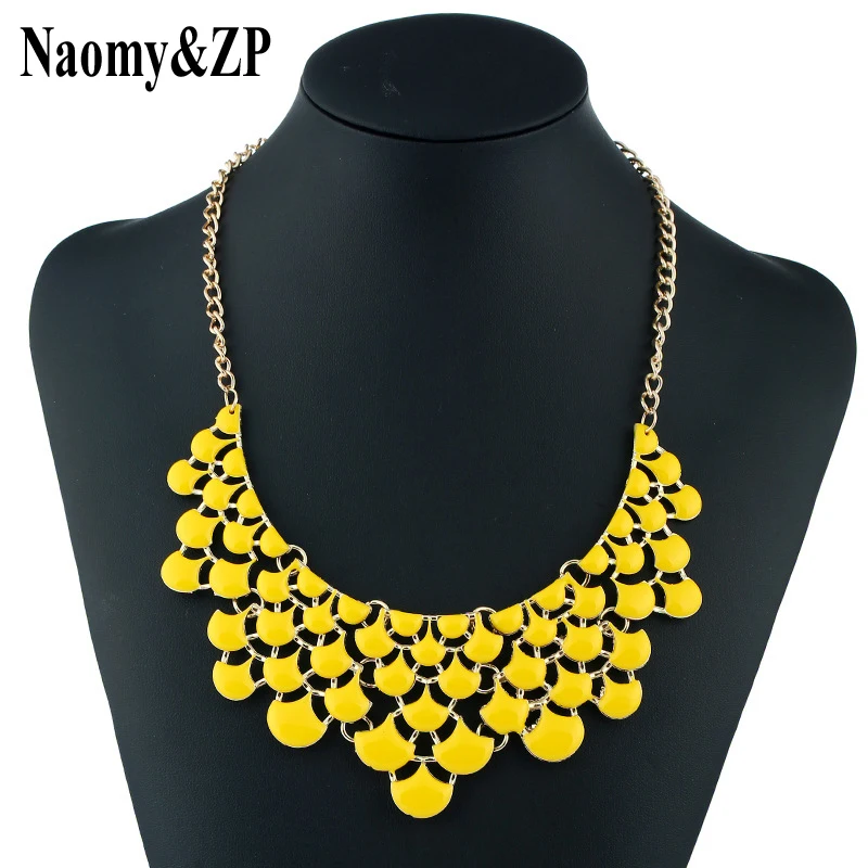 Naomy& ZP Брендовое модное колье-чокер для женщин, желтое женское ожерелье,, длинное массивное богемное модное ожерелье в богемном стиле