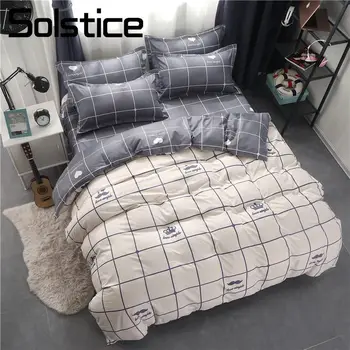 

Solstice Home Textile Duvet Cover Sheet Pillowcase Plaid Bedding Set Teen Adult Boy/Girl Bed Linen Suit King Queen Single Double