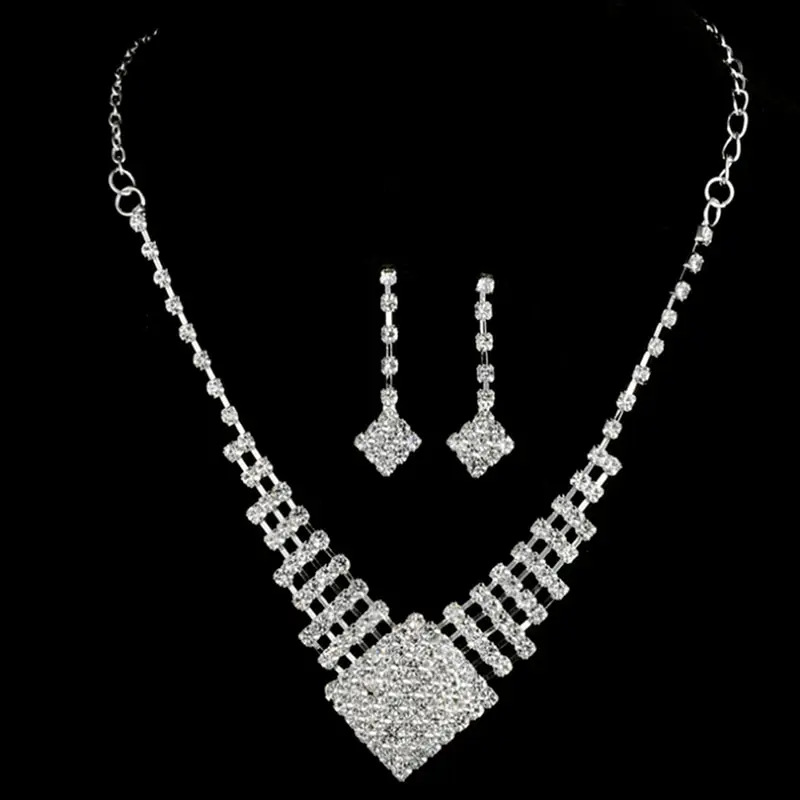1 комплект Кристалл Капля ожерелье серьги комплект ювелирных изделий Модный свадебный комплект ювелирных изделий