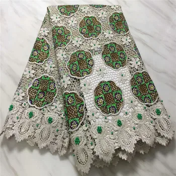

High Quality 2018 best african guipure Green cord lace fabric for french lace wedding HJ1226-1