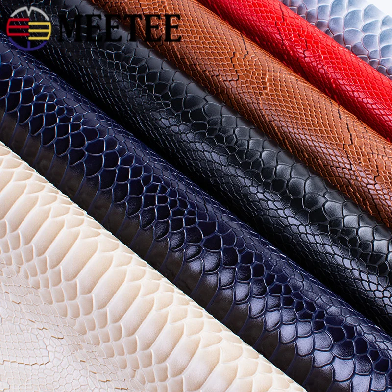 Comprar Meetee 45x137cm 1,2mm tela de cuero grueso Artificial sintético piel de serpiente Material de PVC para equipaje cartera cinturón DIY accesorio
