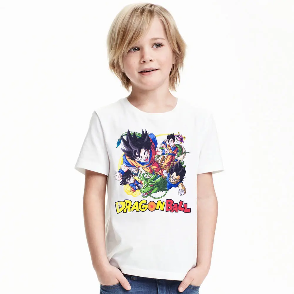 Хлопковые футболки с драконами и шариками Z Surper Saiyan Goku для детей, белая футболка с изображением дракона и Шарика Z veget, короткие футболки с круглым вырезом для малышей