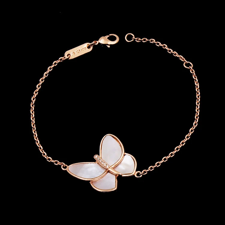 

Beautiful OL Style Fashion White Shell Butterfly Micro CZ Crystals Charms Bracelet for Women Fashion Jewelry
