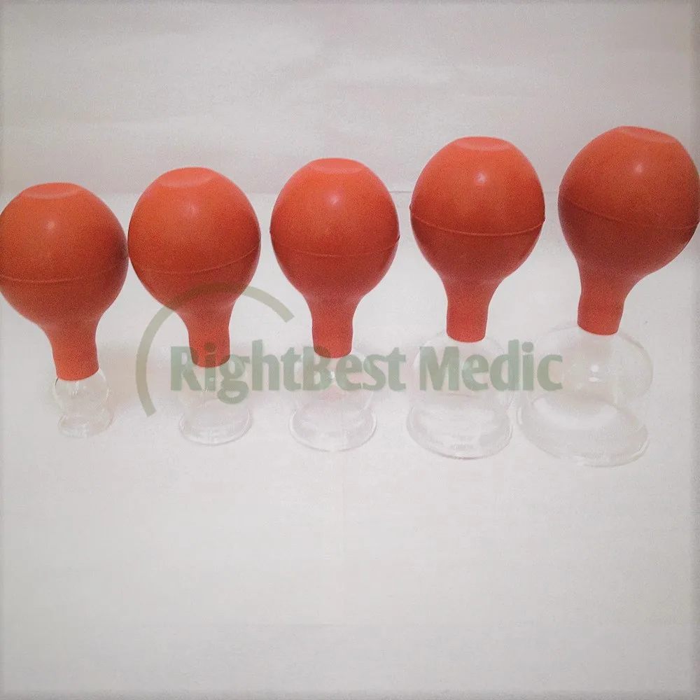 

Free Shipping 5 Cups High Quality Medical Glass and Rubber Cupping Suction Cupping Cups Body Massage Cupping Therapy Glass Cup