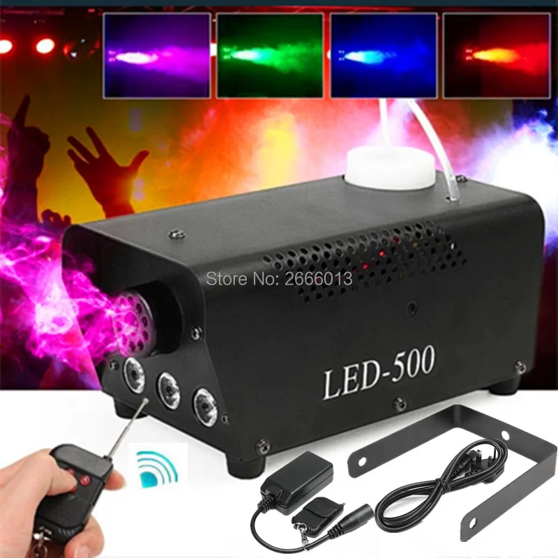 

500W LED Wireless Multiple Color Mist Maker/Smoke Machine/ Fogger/Fog Machine With Remote Control DJ Disco Lighting Stage Effect