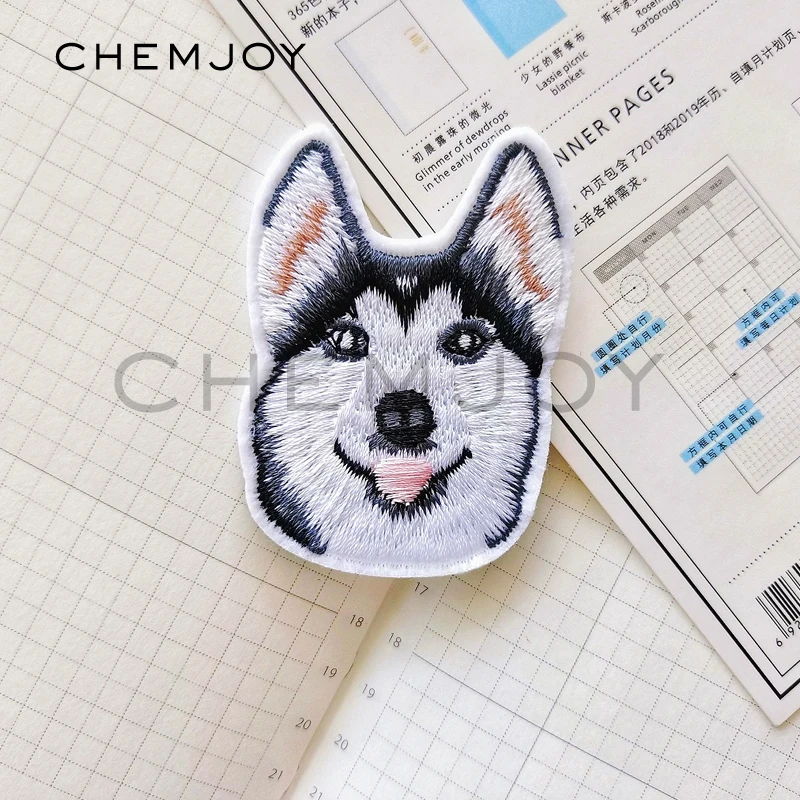 Вышитая нашивка Husky Dog с помощью утюга аппликация для шитья значок одежды
