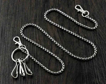 

Strong Basic Box Chain Heavy Linked Biker Wallet with Keyring WCS04 Silver