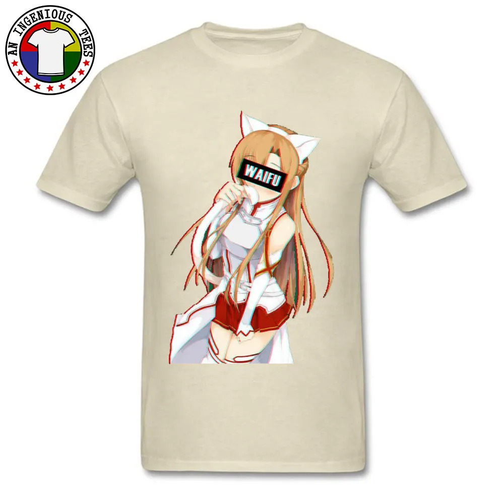 Neko-Waifu-Zero-Two- 100% Cotton Men Short Sleeve Tops & Tees 3D Printed NEW YEAR DAY T Shirt Family Round Collar Tops T Shirt Neko-Waifu-Zero-Two- beige