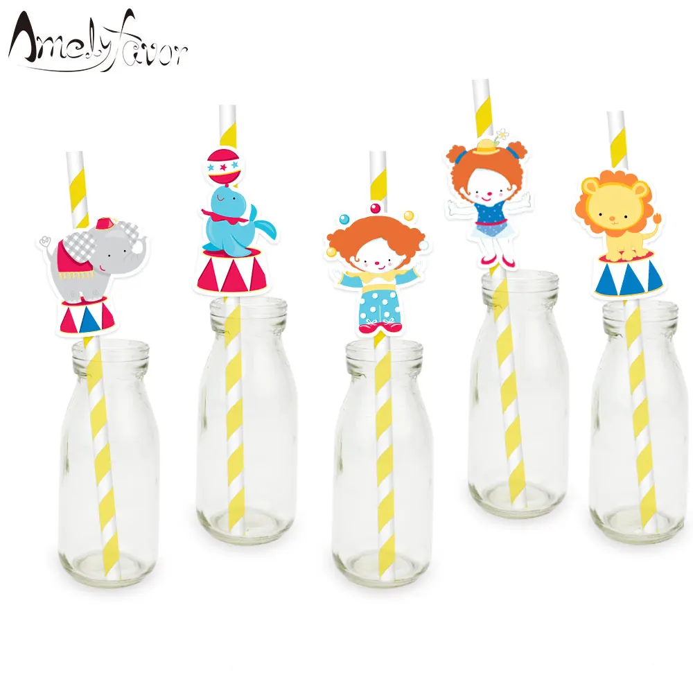 

Circus Party Straw 25PCS Paper Straws Birthday Party Festive Supplies Decoration Paper Drinking Straws Holiday